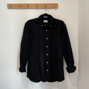 Frank + Oak Black Cotton Button Up Shirt With White Buttons Size M